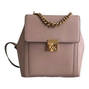Michael Kors Blush Pink Leather Backpack with Gold Chain